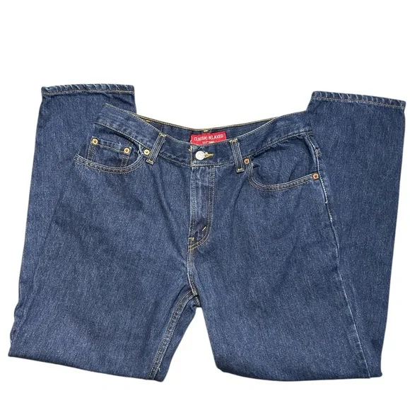 VNTG Levi’s 550 Classic Relaxed Women’s 12 Dark Wash Like New High Rise Straight - Picture 5 of 12